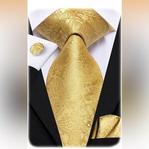 Elegant Gold Paisley Tie Set